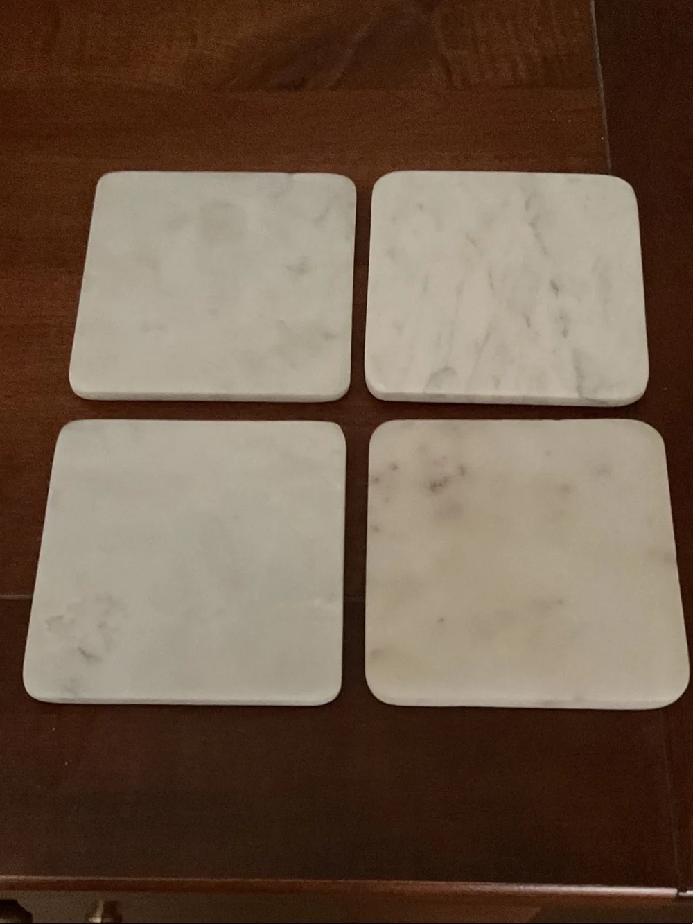 White Marble Drink Coasters - Home Accents Decor